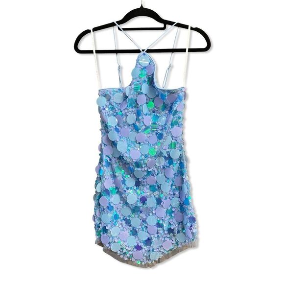Lovers And Friends Quinn Embellished Mini Dress blue sequin Revolve S - Picture 7 of 8